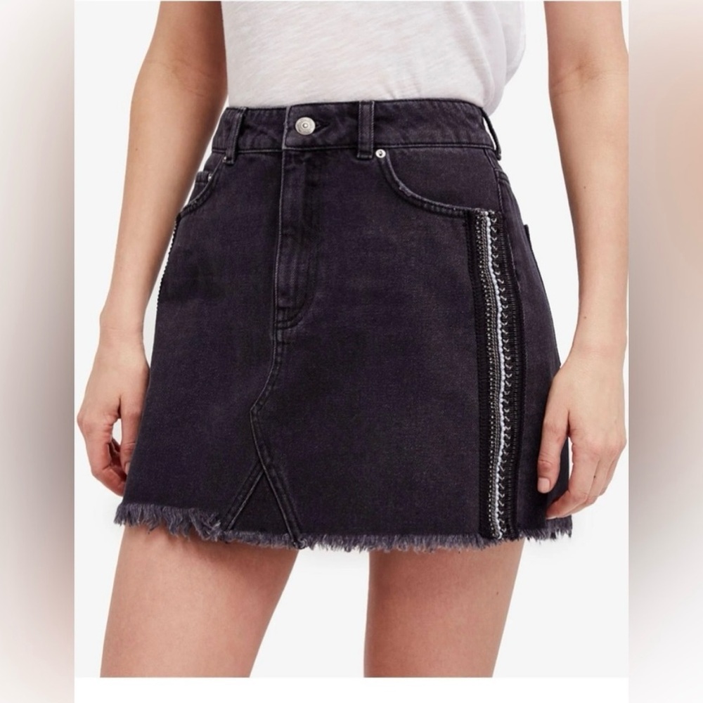 Free People Side-Embellished Denim Mini Skirt